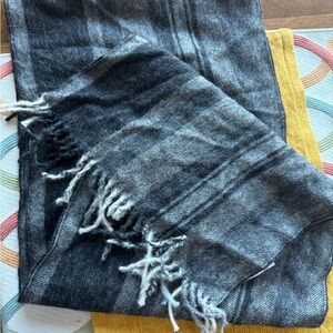 Gray Plaid Baby Alpaca Wool Scarf